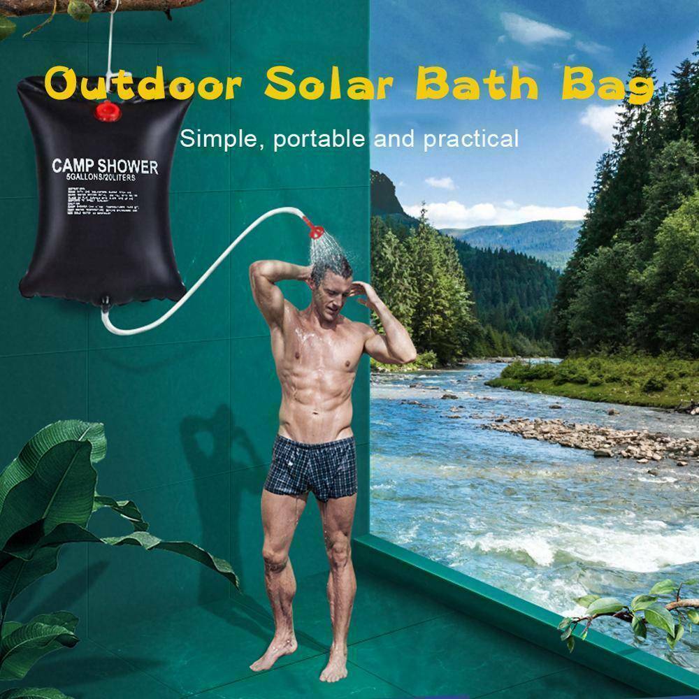 20L Camping Shower Portable Compact Solar Sun Heating Bath Bag Outdoor Travel - Bloomfield's