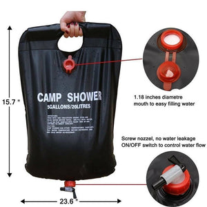 20L Camping Shower Portable Compact Solar Sun Heating Bath Bag Outdoor Travel - Bloomfield's