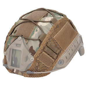 Military style tactical helmet with nylon mesh