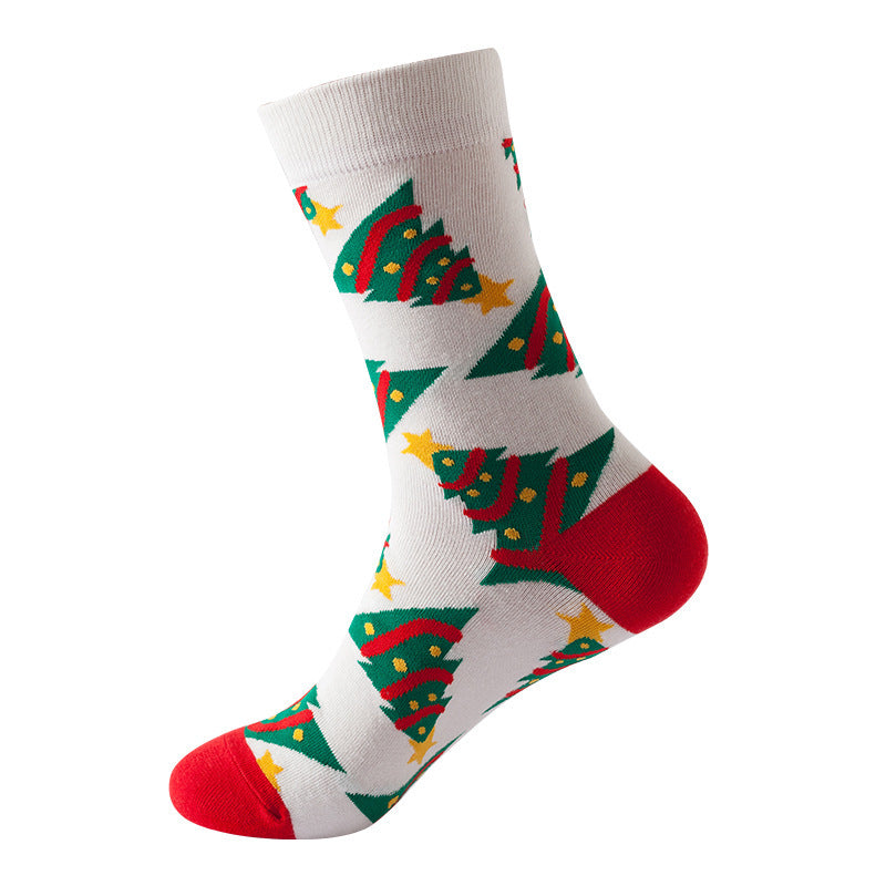 Christmas Tube Socks Women's Snowflake Christmas Tree Cotton Socks