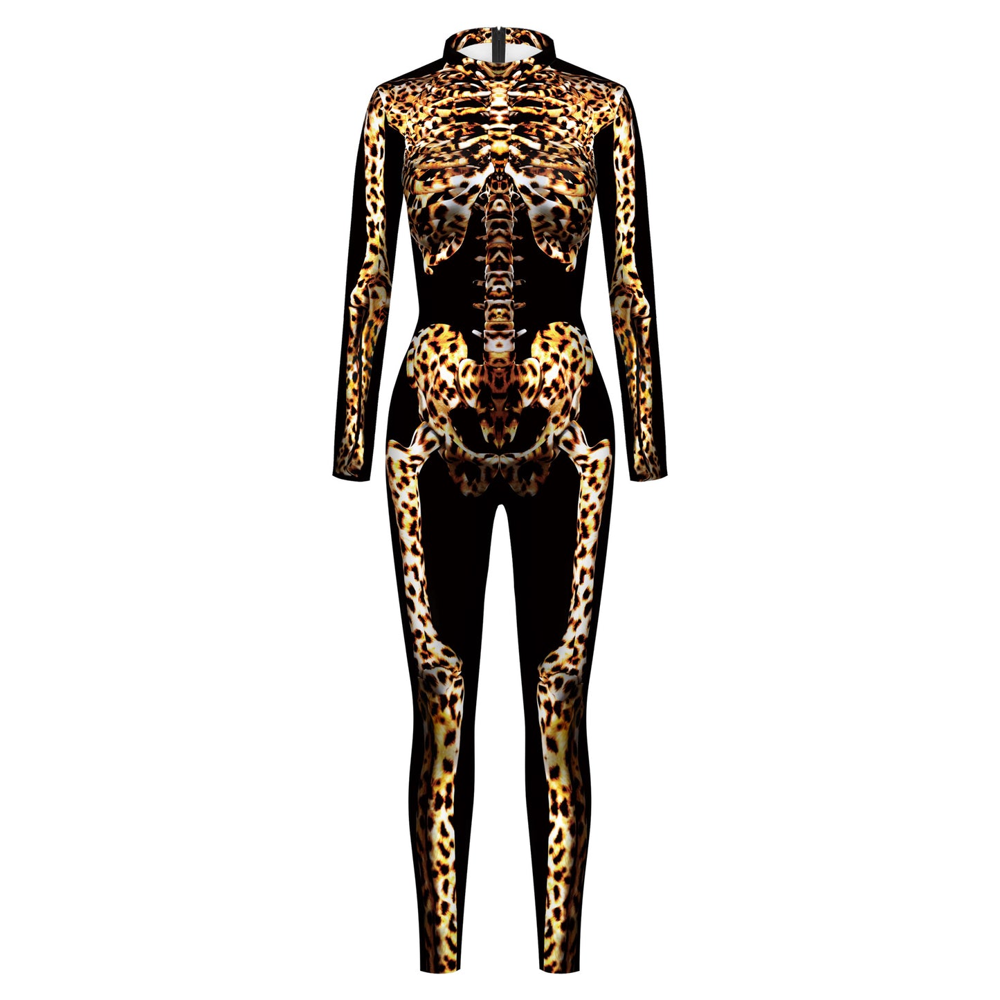 Halloween Parent-child Leopard Skeleton Printing One-piece