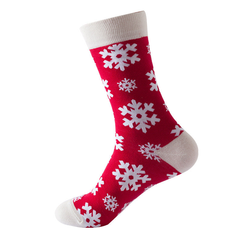 Christmas Tube Socks Women's Snowflake Christmas Tree Cotton Socks