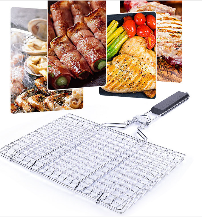 Detachable Grill Net Foldable Grill Square Grilled Vegetable Basket Grilled Fish