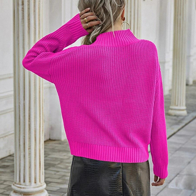 Women's Fashion Solid Color Half Turtleneck Sweater