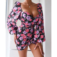 Laden Sie das Bild in den Galerie-Viewer, Printed Square Collar Skirt Dress Women