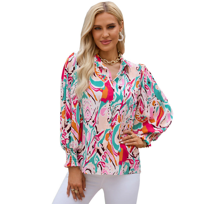 Women's National Fashion Chiffon Shirt