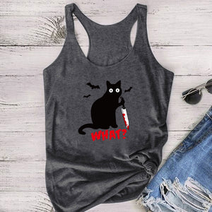 Gothic Cat Knife Bat What Printed Shirt