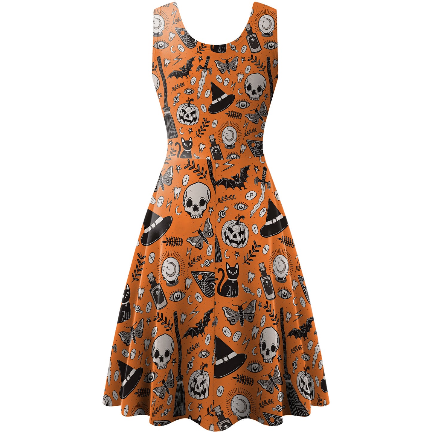 Women's Halloween Sleeveless Vest Pumpkin Skull Digital Printing Dress