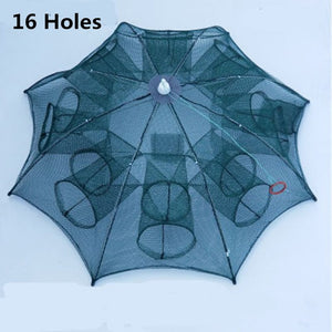 Strengthened 4-20 Holes Automatic Fishing Net Shrimp Cage Nylon Foldable Fish Trap Cast Net Cast Fold Crab Trap Fishing Network