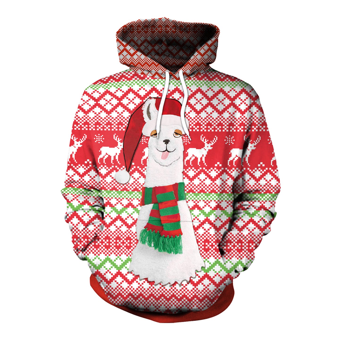 Christmas Women's Loose Versatile Hooded Creative Digital Printed Sweater