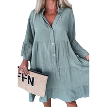 Charger l&#39;image dans la galerie, Solid Color Shirt Dress Women&#39;s Simple Pleated Loose