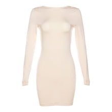 Laden Sie das Bild in den Galerie-Viewer, Long Sleeve Slim Solid Color Sheath Dress