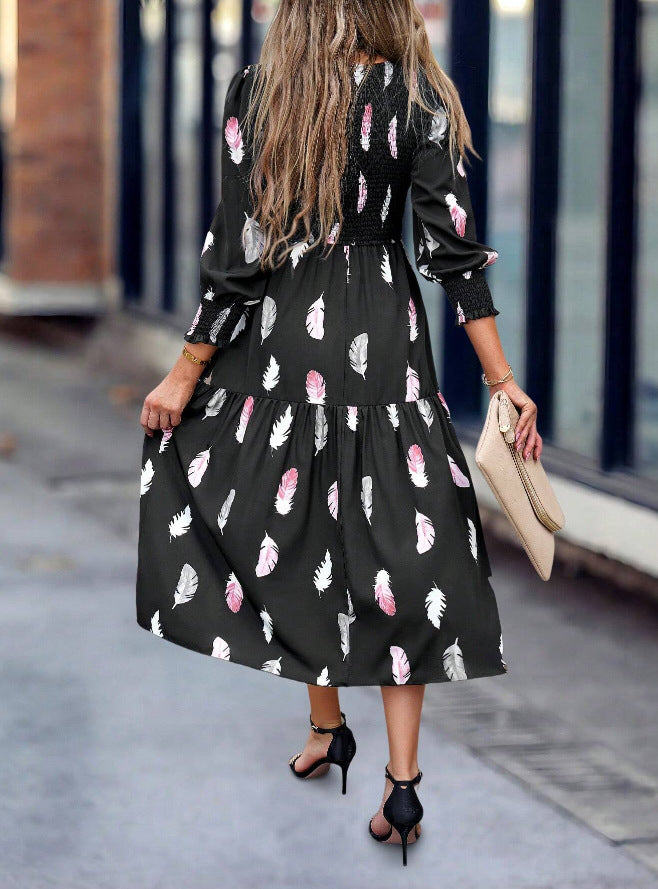 Women's Printed Wear Long Sleeve Dress