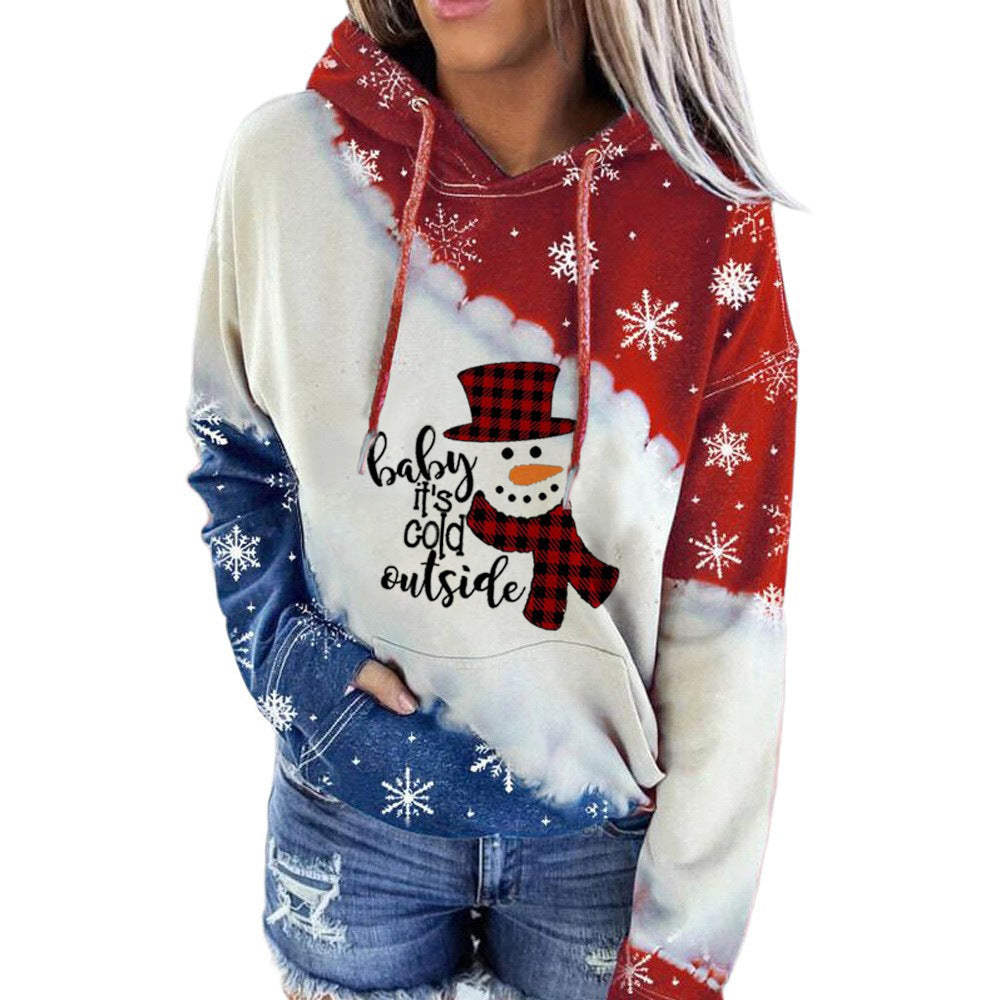 Christmas Series Hooded Pocket Sweater For Women