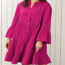 Charger l&#39;image dans la galerie, Solid Color Shirt Dress Women&#39;s Simple Pleated Loose