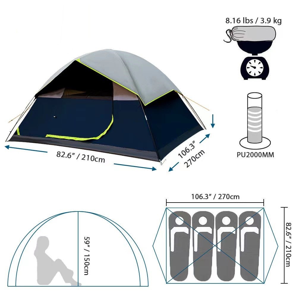 4 Person Black Coated Darkroom Tent For Camping Family Backpacking Tents - Bloomfield's