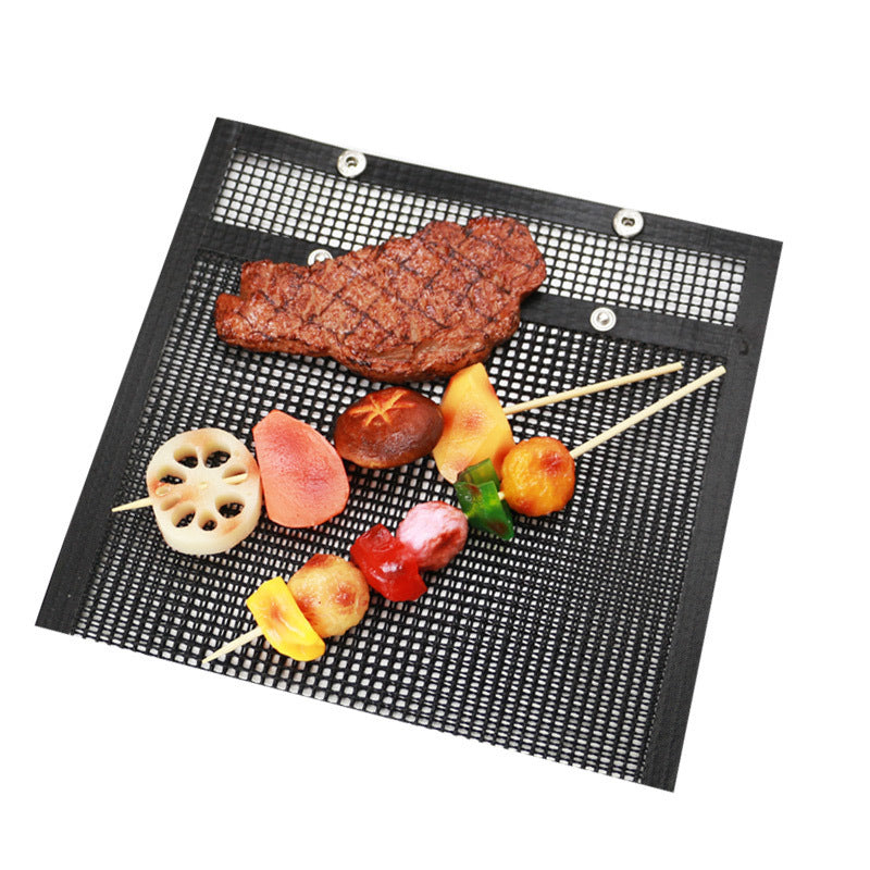 Grill Mesh Bag Non-stick Grid Mat BBQ Grill Bag Vegetable Grill High Temperature Resistant Reusable Grill Mat