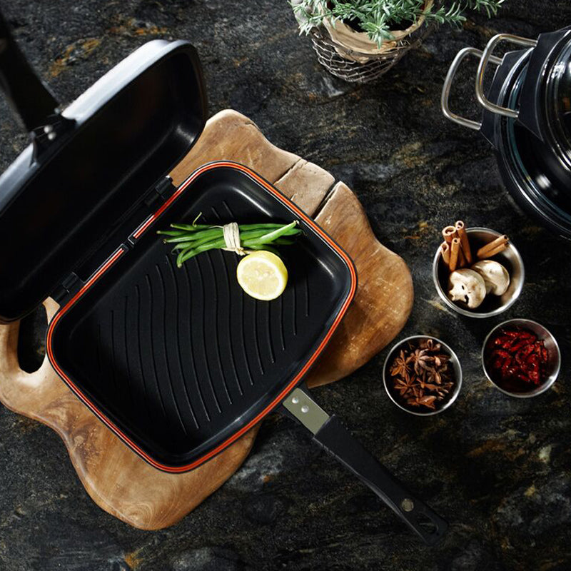 Portable And Durable Double-sided Grill Pan For Frying