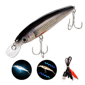 Rechargeable LED vibrating lure bait