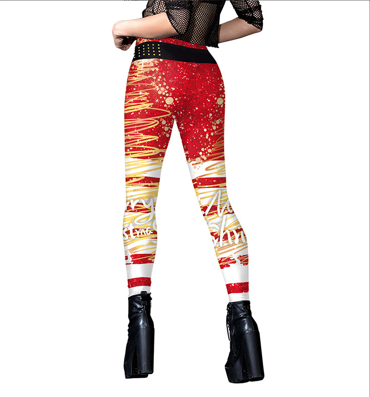 Women's Sequined Printed Striped Tight Yoga Leggings