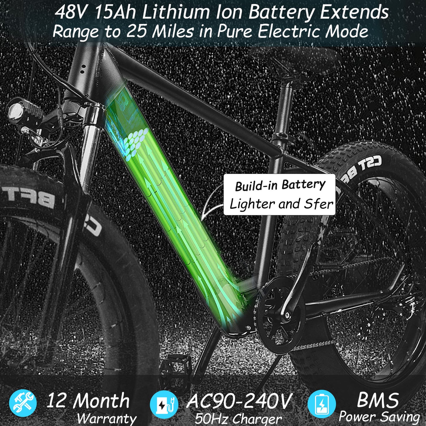 Sivrock Ebike Electric Bike 26'' Fat Tire 1000W Motor 48V 15Ah Large Battery Mountain E-Bike Shimano 7-Speed Bicycle