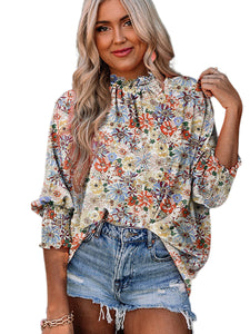 Women's Autumn Pullover Sweet Style Printed Long-sleeved Top Chiffon Shirt