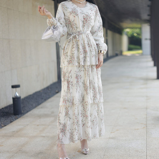 European And American Middle East Pure Meiqi Ankle Print Dress