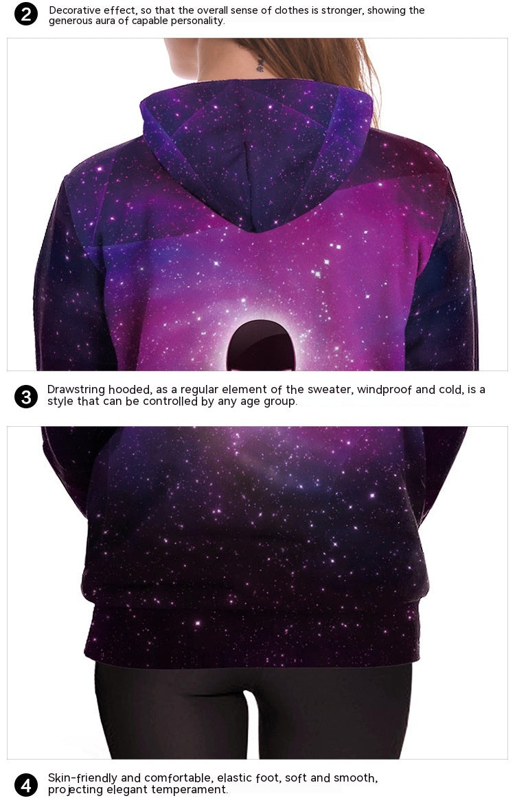 Ghost Starry Sky Digital Printing Fashion Large Sweatwear With Hat Sweater