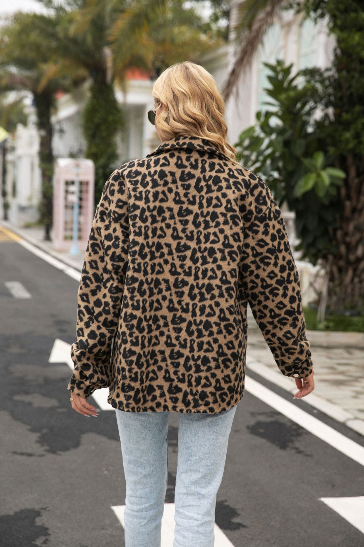 Women's Fashion Long Sleeve Lapel Leopard Print Shirt