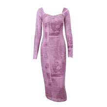 Laden Sie das Bild in den Galerie-Viewer, Square Collar Retro Slim-fit Long-sleeved Dress