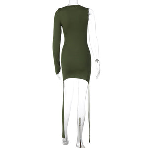 Fashion Solid Color Long Sleeve Slim-fit Sheath Dress For Women