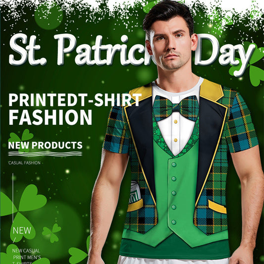 Saint Patrick's Day Digital Printed Round Neck Couple T-shirt