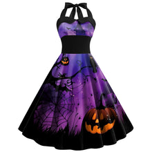 Charger l&#39;image dans la galerie, Halloween Dress Skull Spider Web Printed Clothing Women&#39;s Strap High Waist Skirt