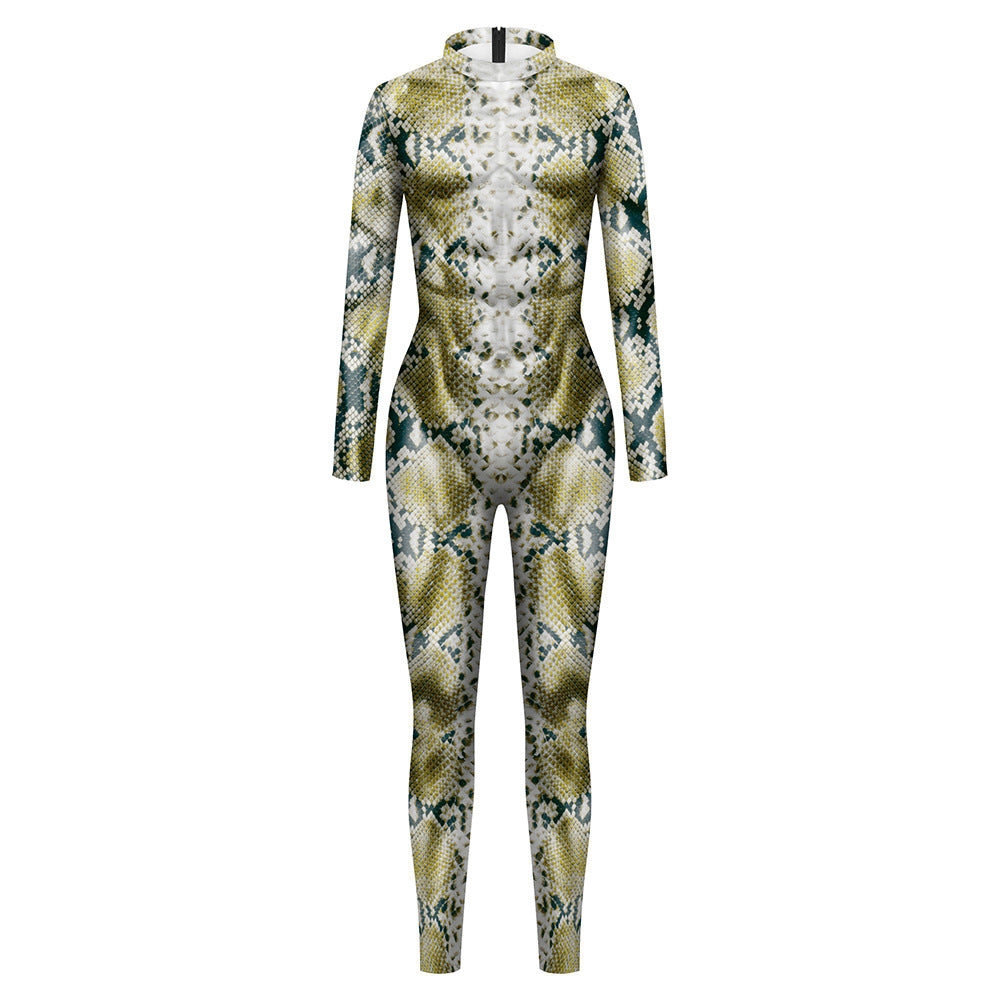 Animal Snake Pattern 3D Digital Printing One Piece Dress Couple Dress One Piece Set Long Sleeve