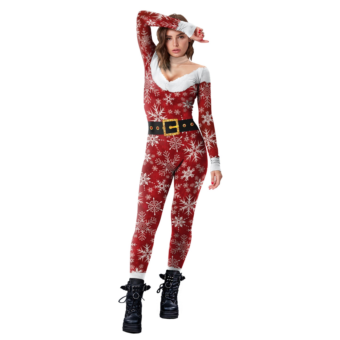 Men's And Women's Christmas Snowflake Digital Printing One-piece