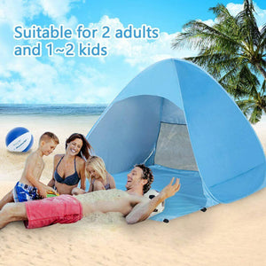 Pop Up Beach Tent For 1-3 Person Rated UPF For UV Sun Protection Waterproof