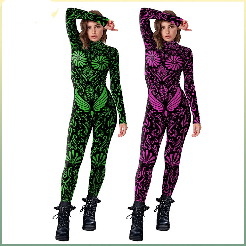 Women's Halloween Digital Printing Tight Jumpsuit