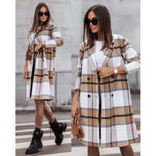 Laden Sie das Bild in den Galerie-Viewer, Printed Mid-length Plaid Wool Coat Women