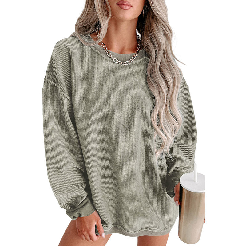 European And American Leisure Style Oversize Solid Color Pullover Thread