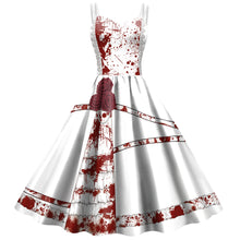 Carica l&#39;immagine nel visualizzatore di Gallery, Halloween Skirt Women&#39;s Digital Print Scary Strap Dress