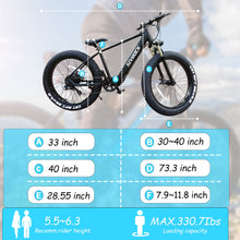 Carica l&#39;immagine nel visualizzatore di Gallery, Sivrock Ebike Electric Bike 26&#39;&#39; Fat Tire 1000W Motor 48V 15Ah Large Battery Mountain E-Bike Shimano 7-Speed Bicycle