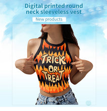 Carica l&#39;immagine nel visualizzatore di Gallery, European And American Spicy Girls Digital Printing Outerwear Short Sleeveless T-shirt