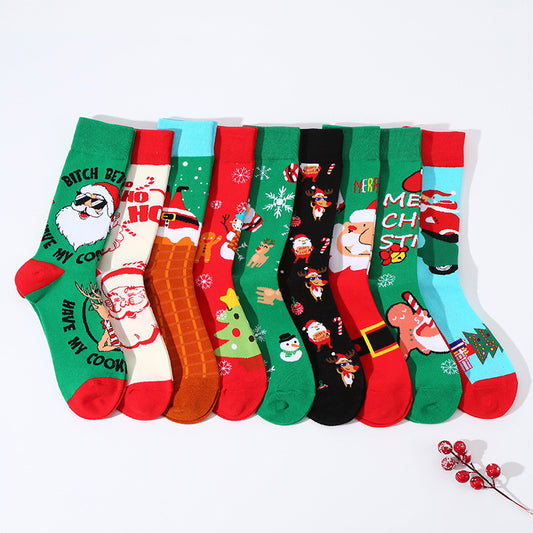 Christmas Tube Female Santa Claus Cotton Socks