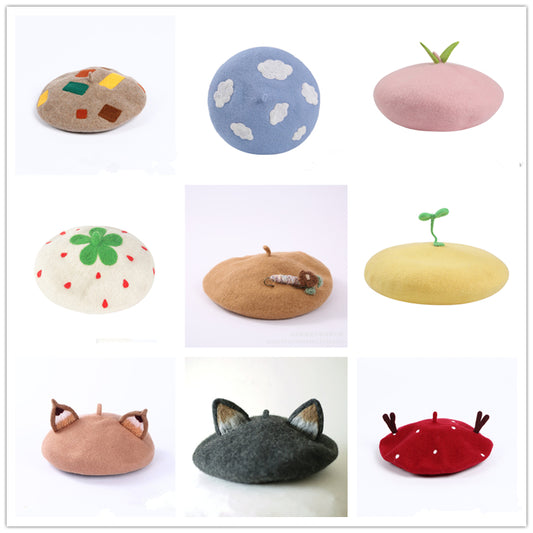 Cartoon Mushroom Creative Pure Wool Felt Beret