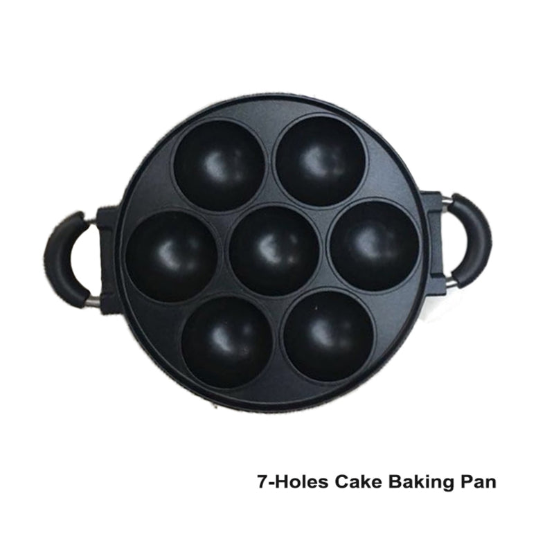 7 Hole Round Flat Cake Mold DIY Cast Aluminum Baking Pan Nonstick Pan