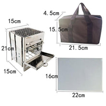 Carica l&#39;immagine nel visualizzatore di Gallery, Mini Outdoor Firewood Stove Camping Cooking Picnic Grill Folding Stove Square Wood Steel Travel Charcoal