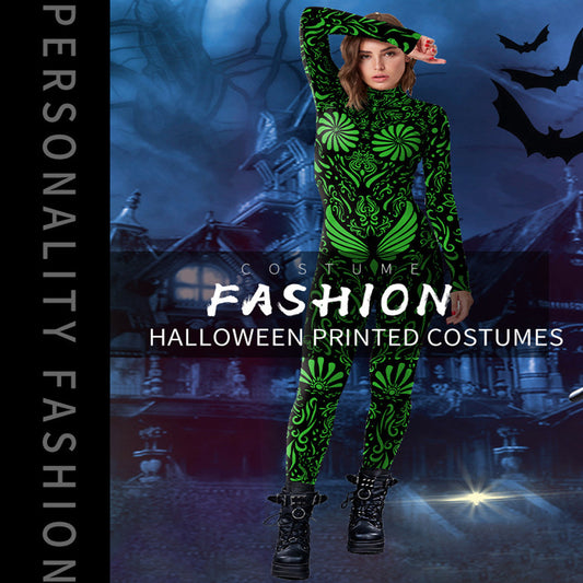 Women's Halloween Digital Printing Tight Jumpsuit