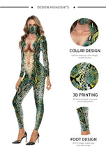 Laden Sie das Bild in den Galerie-Viewer, Animal Snake Pattern 3D Digital Printing One Piece Dress Couple Dress One Piece Set Long Sleeve