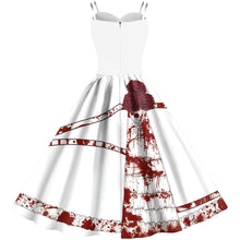 Carica l&#39;immagine nel visualizzatore di Gallery, Halloween Skirt Women&#39;s Digital Print Scary Strap Dress