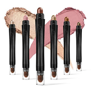 LUXAZA 6PCS Shimmer Neutral Brown Eyeshadow Stick Makeup Set